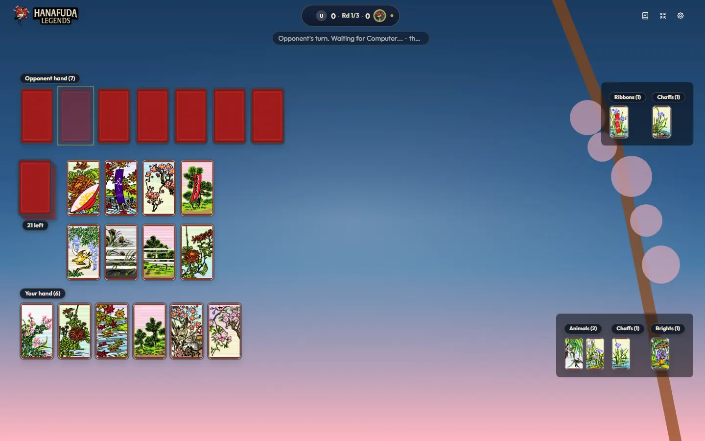 수집용 하나후다 deck in a Koi-Koi game