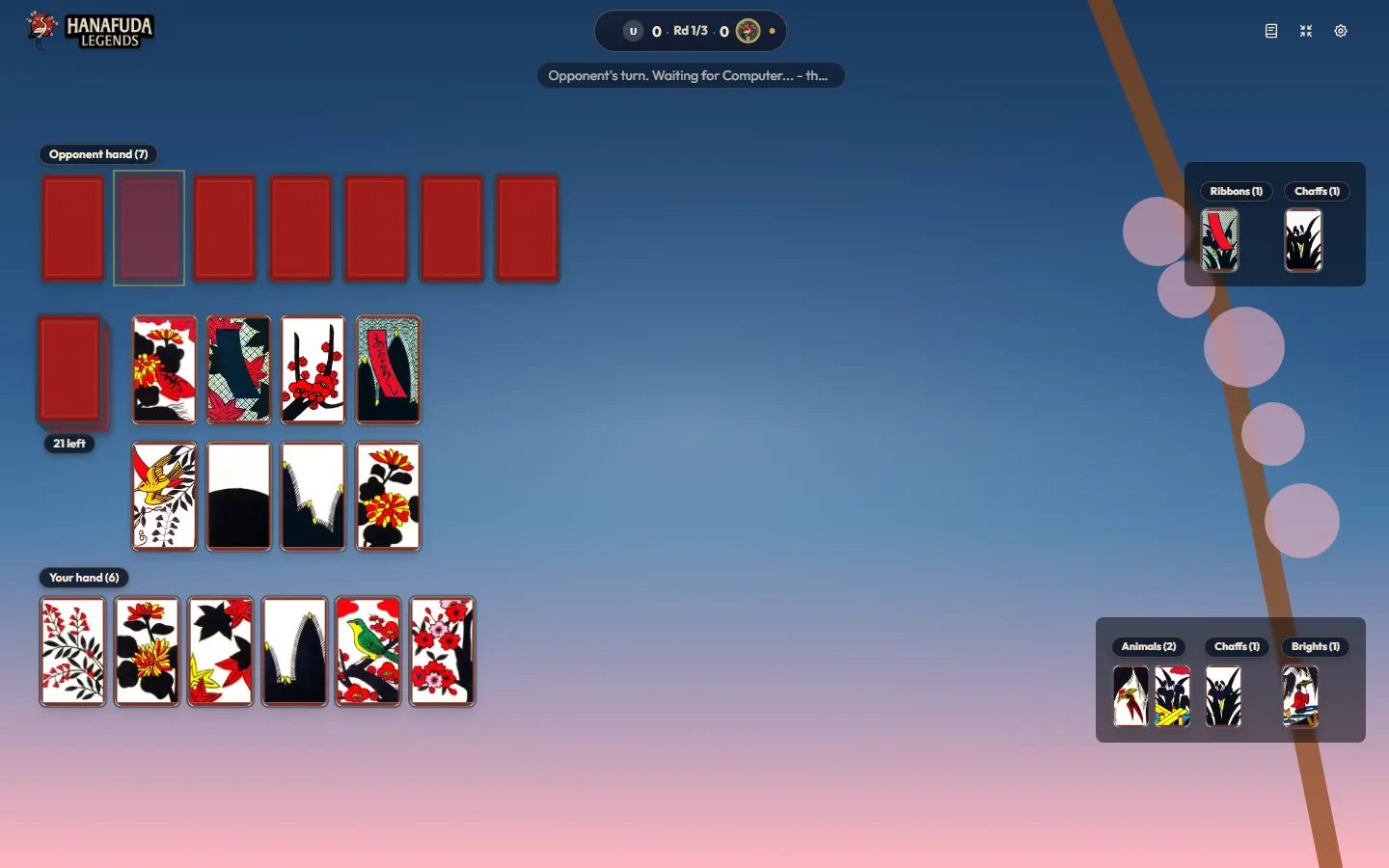 Dalian-Muster deck in a Koi-Koi game