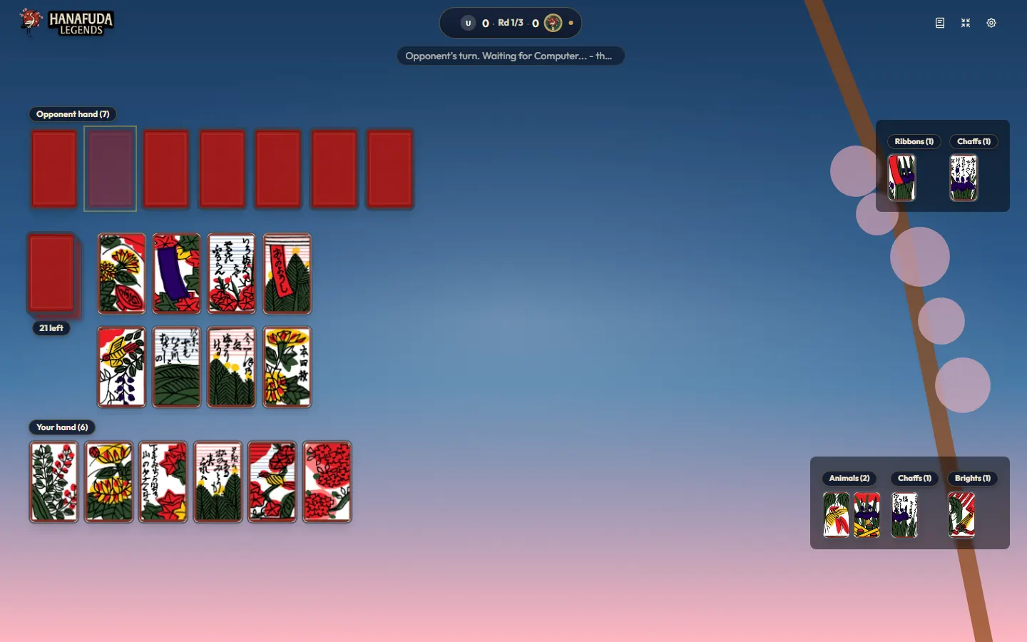 نمط إتشيغو (بدون طباعة معدنية) deck in a Koi-Koi game