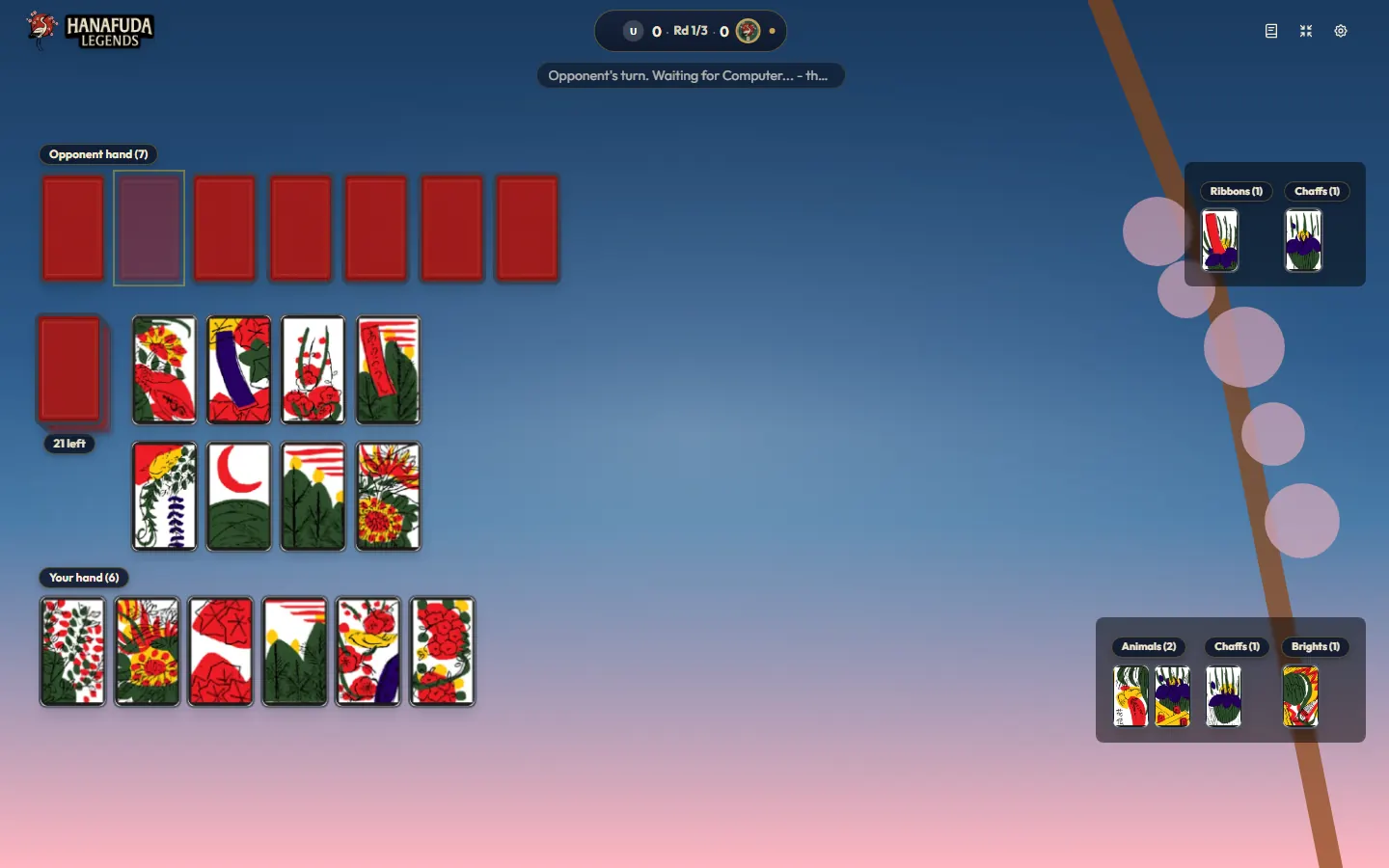 Hanamaki Pattern (without metallic overprints) deck in a Koi-Koi game