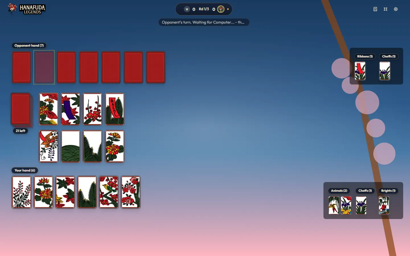 Osaka Pattern (Mushi Style) deck in a Koi-Koi game