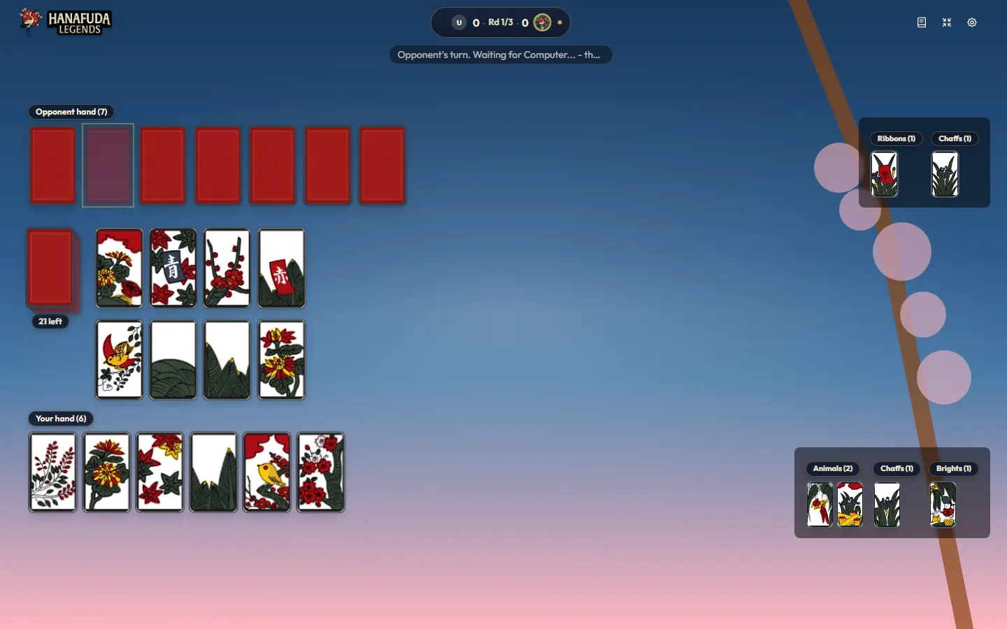 هانافودا Super-Deformed deck in a Koi-Koi game