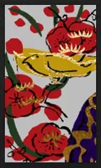 Hanamaki-Muster (mit Metallic-Overprints) — 梅に鶯 — Bush Warbler