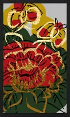 Hanamaki Pattern (with metallic overprints) — 牡丹に蝶 — Butterfly