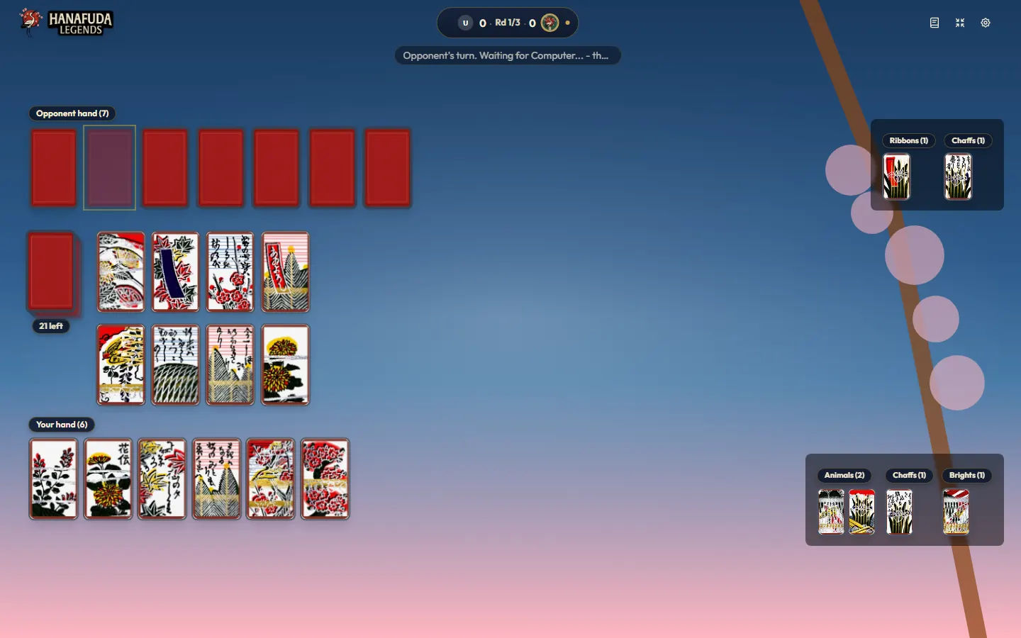 Hokkaido Pattern (with metallic overprints) deck in a Koi-Koi game