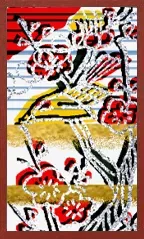 Hokkaido Pattern (with metallic overprints) — 梅に鶯 — Bush Warbler