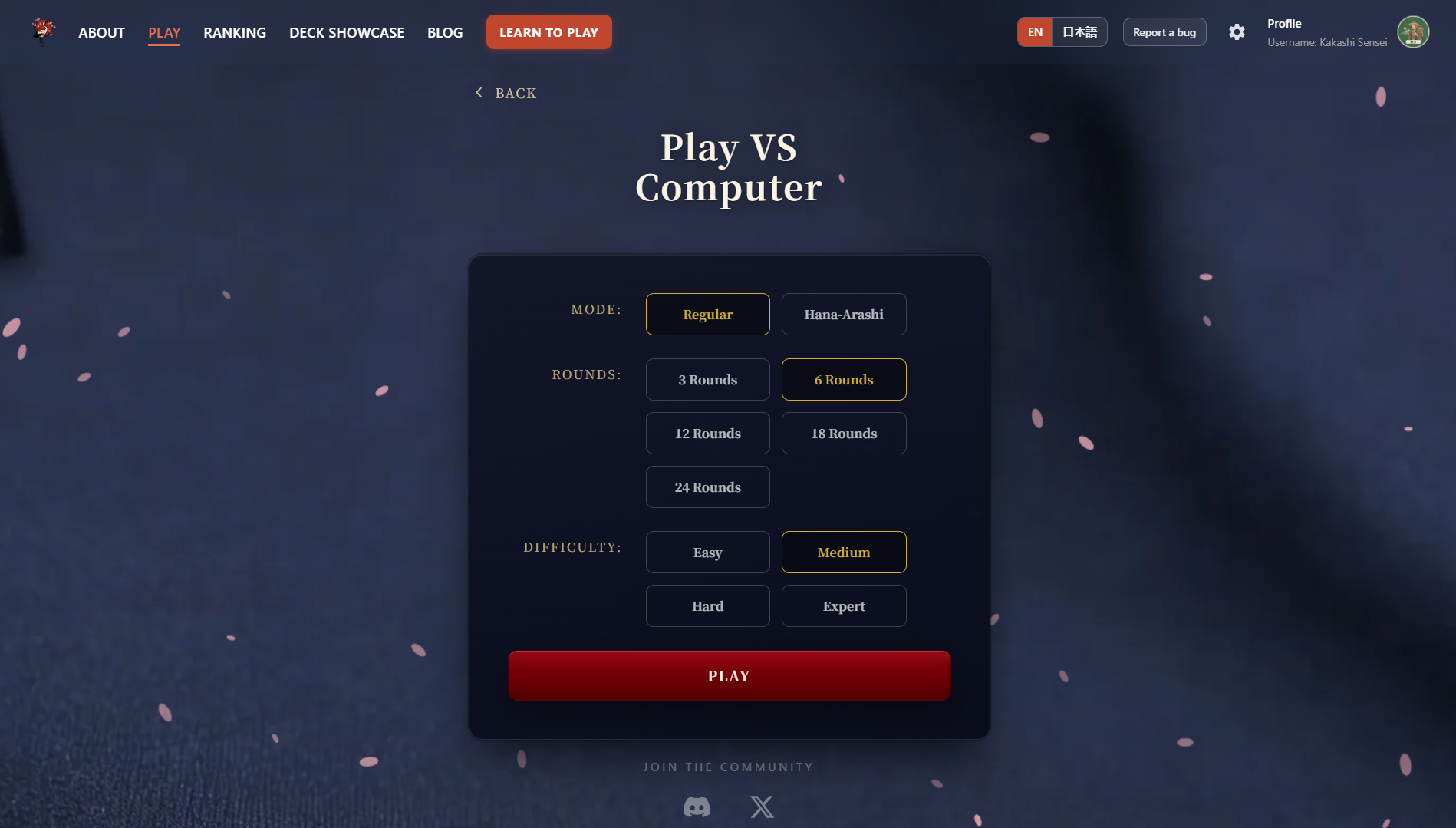 Vs computer selection